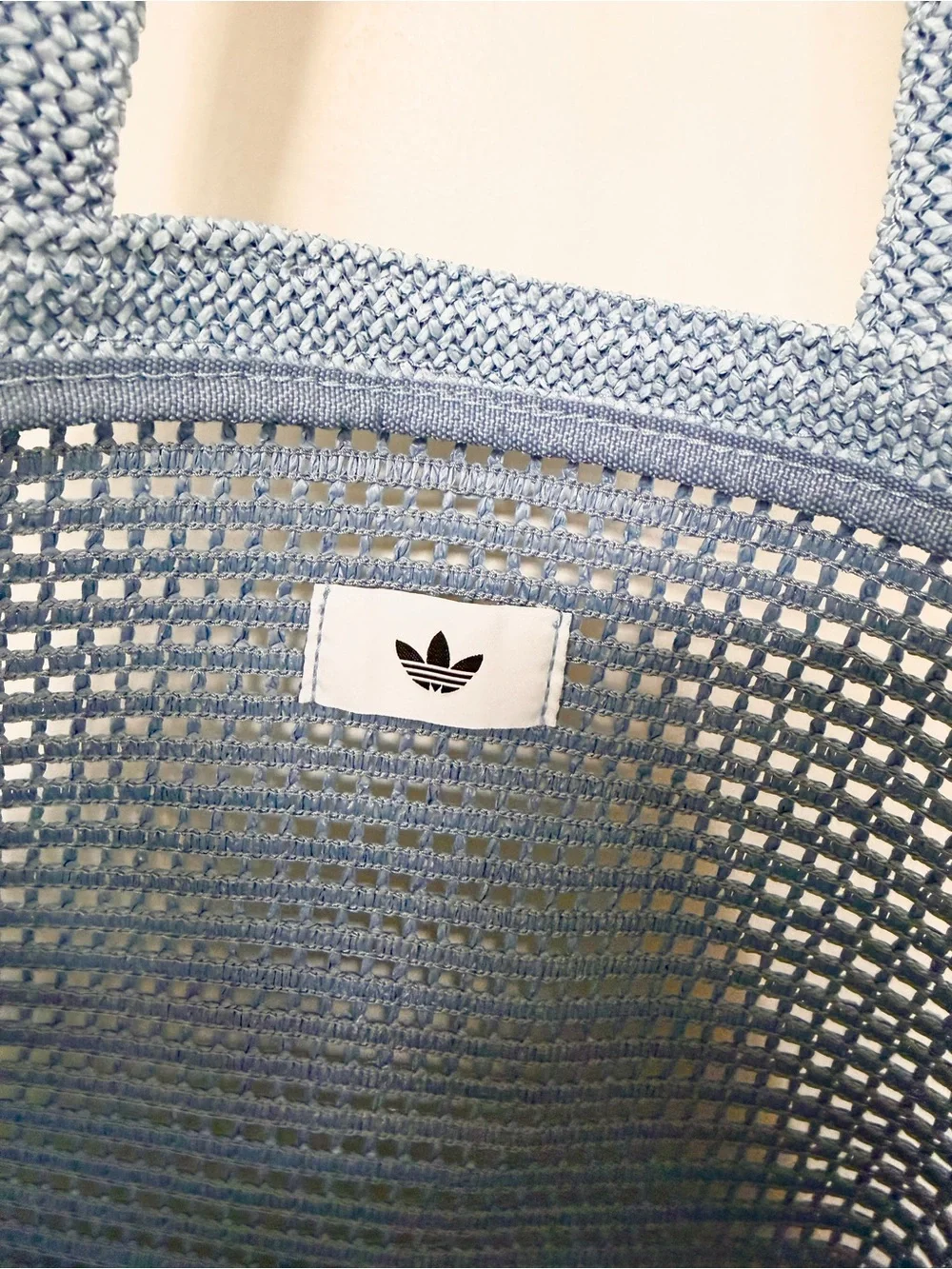 Adidas sky blue perforated mesh crochet beach tote bag